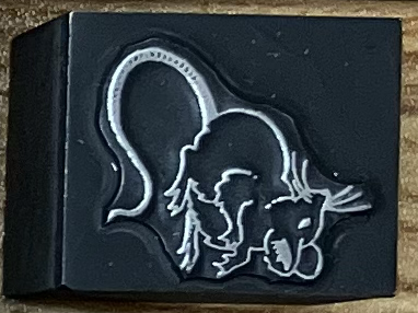 photo of letterpress block described as 'Little mouse looking up' 
