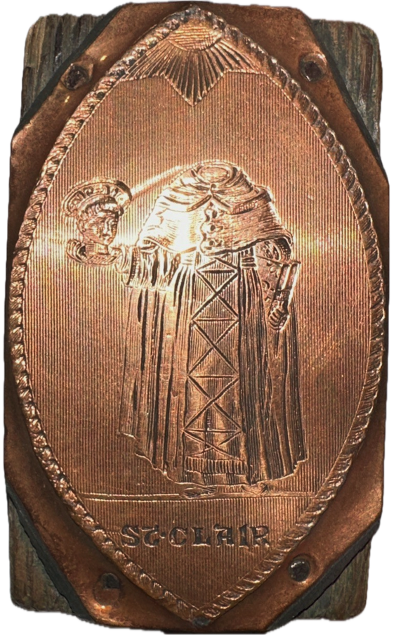 photo of letterpress block described as 'Headless person holding head in hand (