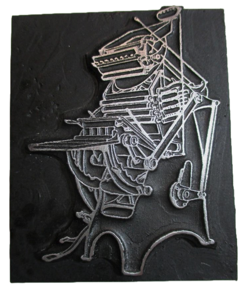photo of letterpress block described as 'Floor platen press' 