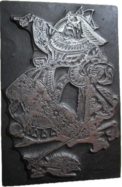 photo of letterpress block described as 'Carroll Queen of Hearts' 